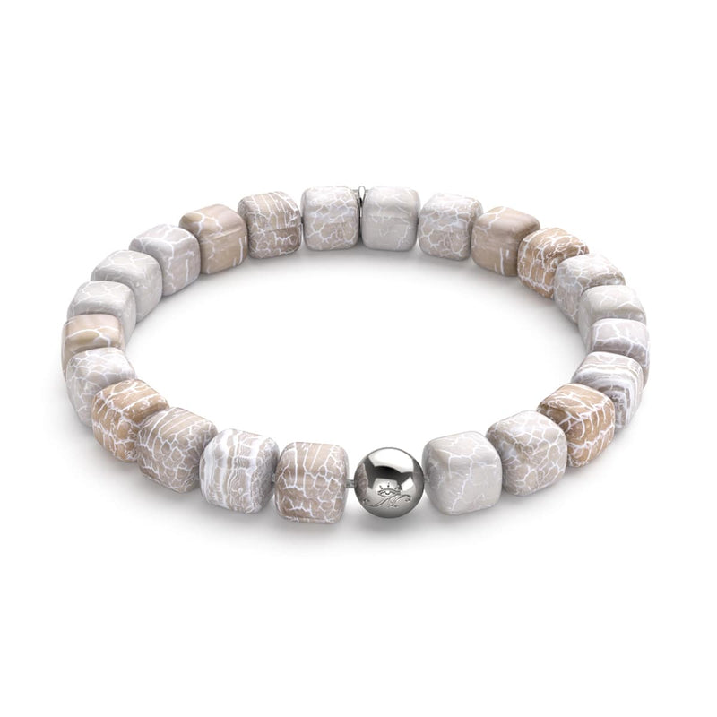 Agate grise | Argent | Bracelet Galet Pierres Précieuses