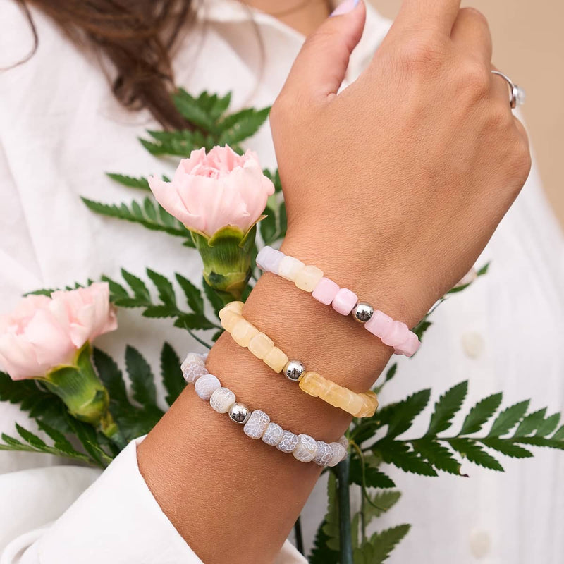 Agate grise | Argent | Bracelet Galet Pierres Précieuses