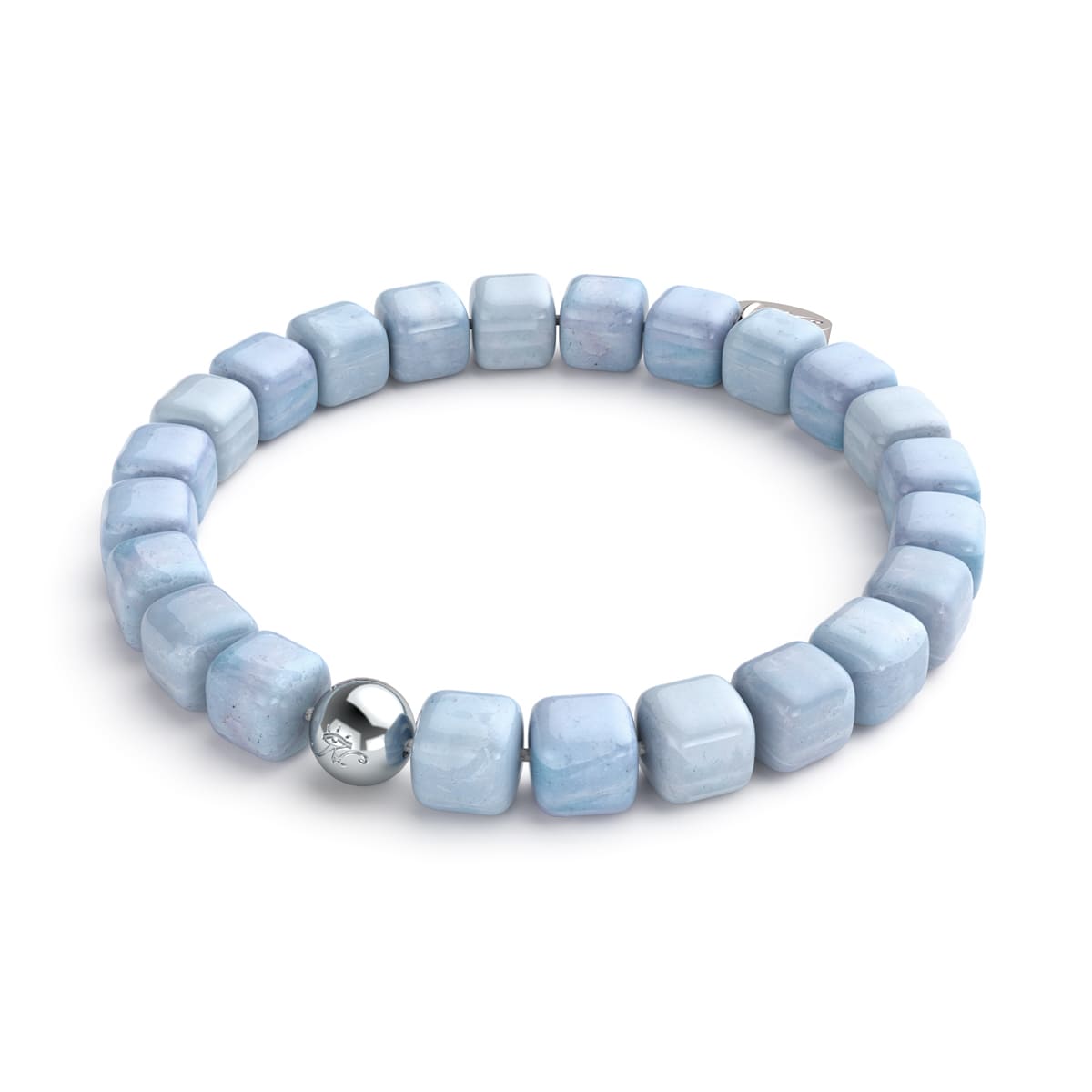 Quartz bleu clair | Argent | Bracelet Galet Pierres Précieuses