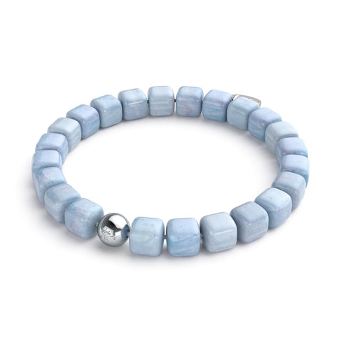 Quartz bleu clair | Argent | Bracelet Galet Pierres Précieuses