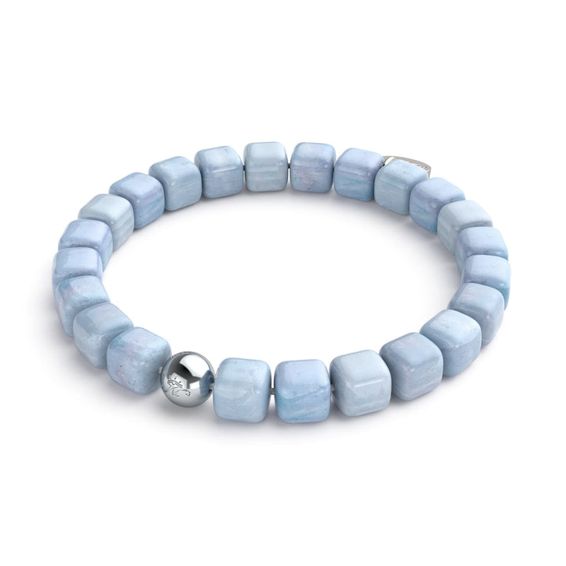 Quartz bleu clair | Argent | Bracelet Galet Pierres Précieuses