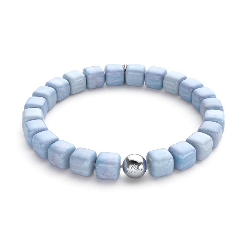 Quartz bleu clair | Argent | Bracelet Galet Pierres Précieuses