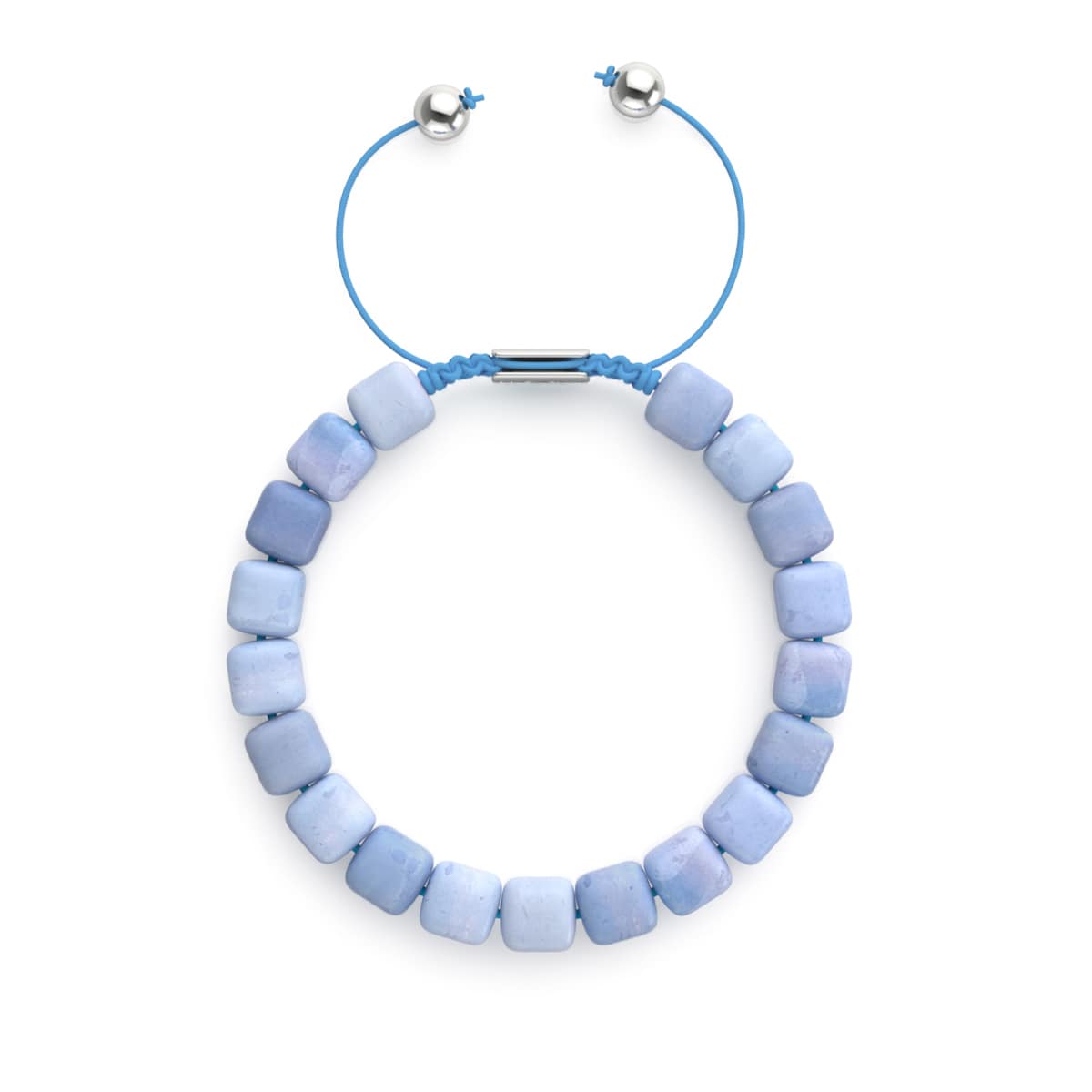 Light Blue Quartz | Silver | Gemstone Pebble Macrame Bracelet