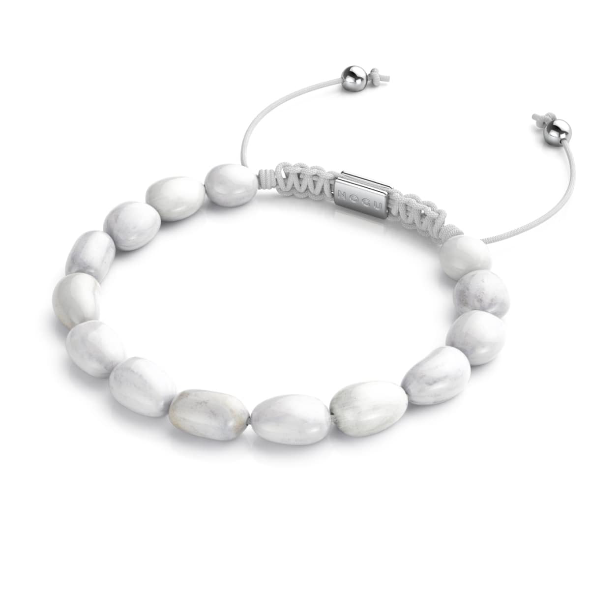 Pierre de lune | Argent | Bracelet macramé caillou pierre gemme