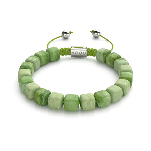 Quartz Olive | Argent | Bracelet macramé caillou pierre gemme