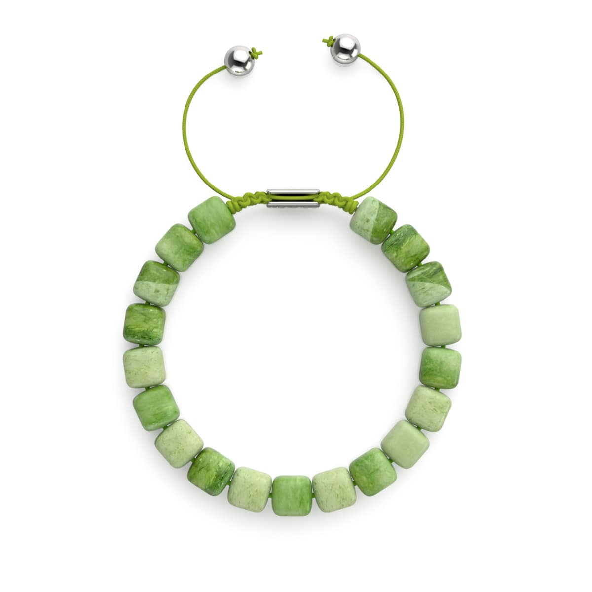 Quartz Olive | Argent | Bracelet macramé caillou pierre gemme