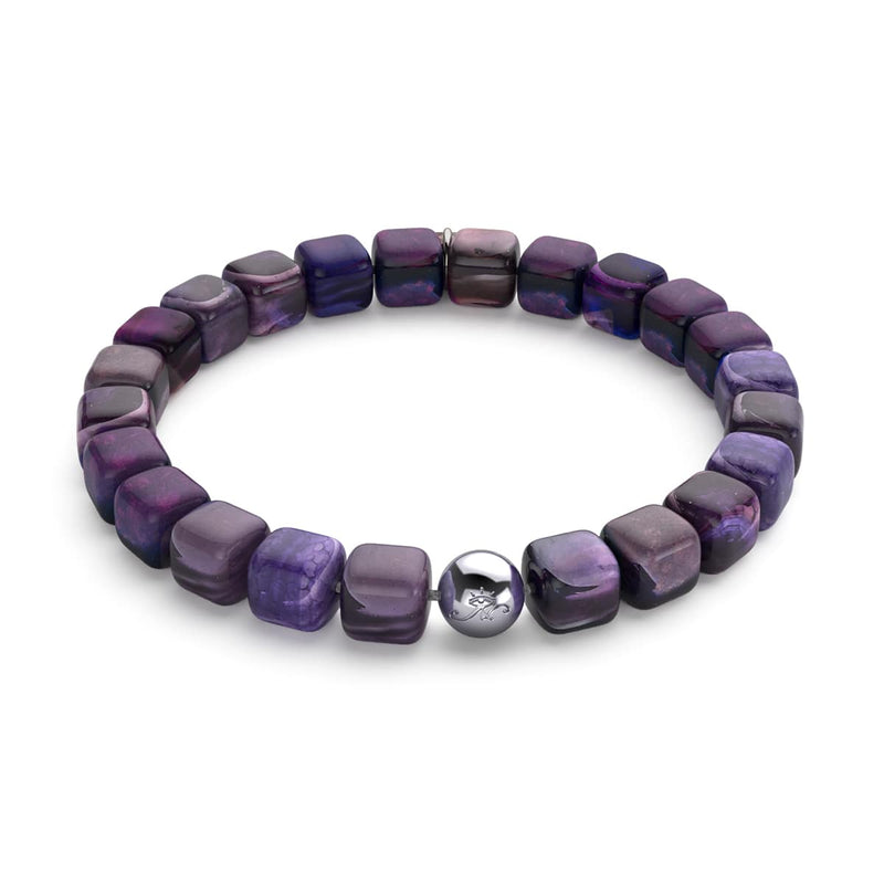 Purple Agate | Silver | Gemstone Pebble Bracelet