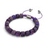 Agate violette | Argent | Bracelet macramé caillou pierre gemme
