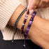 Agate violette | Argent | Bracelet macramé caillou pierre gemme