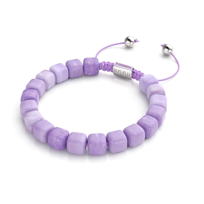 Purple Quartz | Silver | Gemstone Pebble Macrame Bracelet