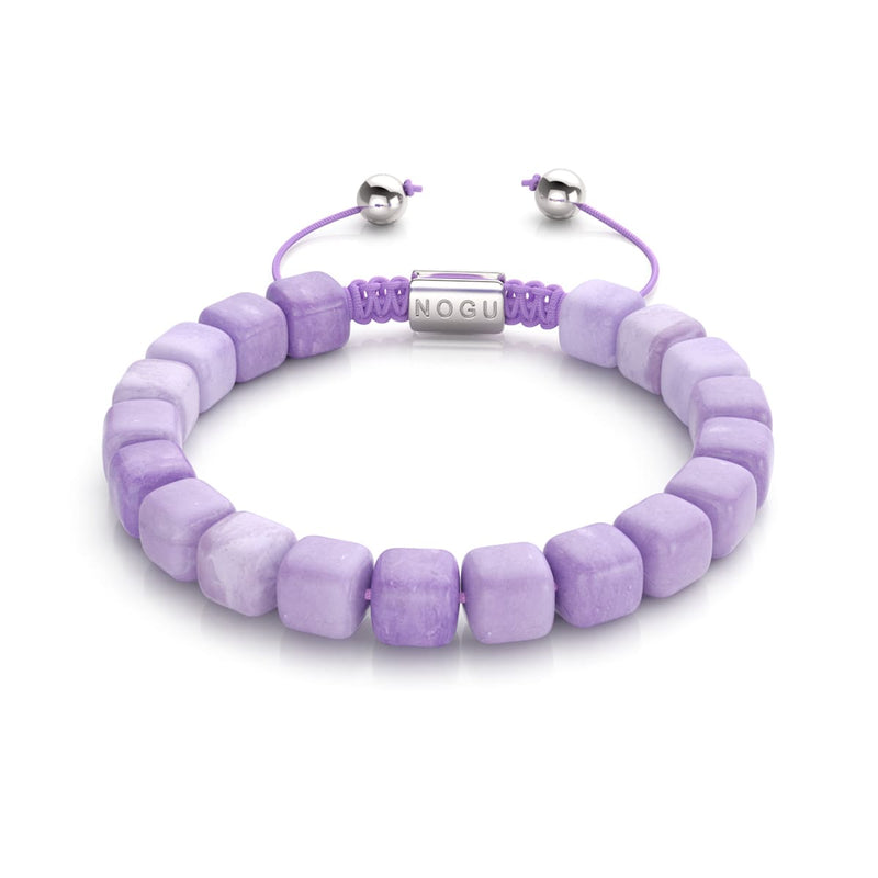 Purple Quartz | Silver | Gemstone Pebble Macrame Bracelet