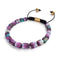 Pierre de mer violette | Or | Bracelet macramé caillou pierre gemme