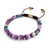 Pierre de mer violette | Or | Bracelet macramé caillou pierre gemme