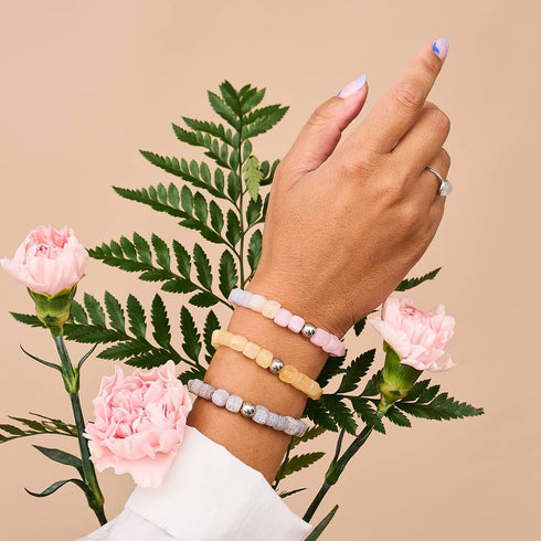 Quartz jaune | Argent | Bracelet Galet Pierres Précieuses