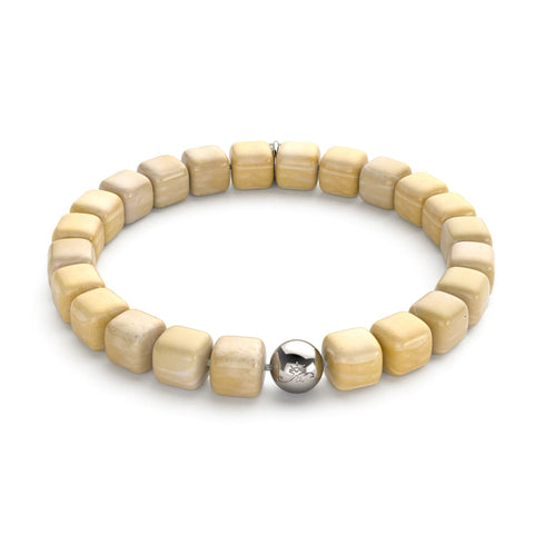 Quartz jaune | Argent | Bracelet Galet Pierres Précieuses