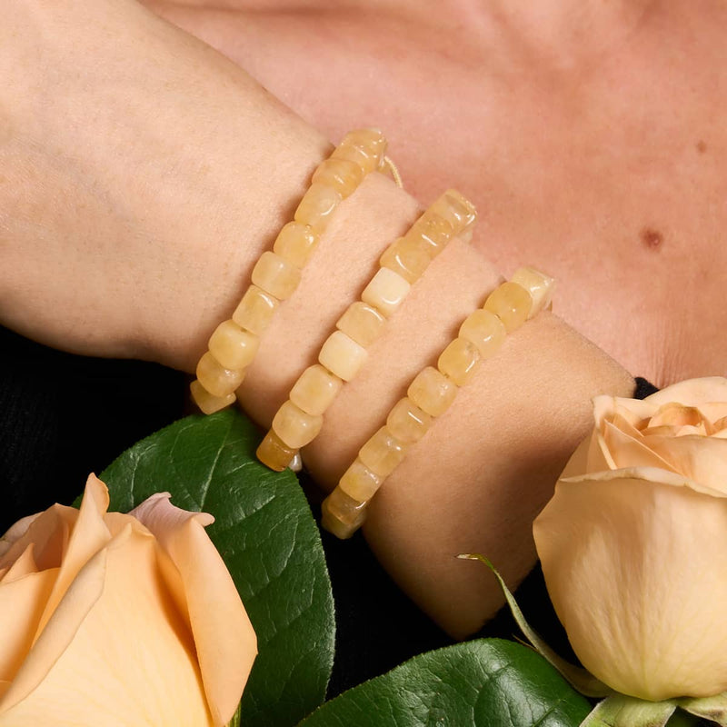 Quartz jaune | Argent | Bracelet macramé caillou pierre gemme