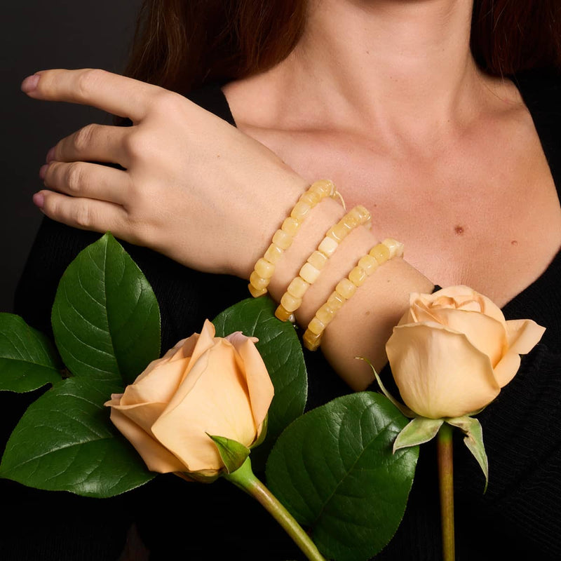 Quartz jaune | Argent | Bracelet macramé caillou pierre gemme