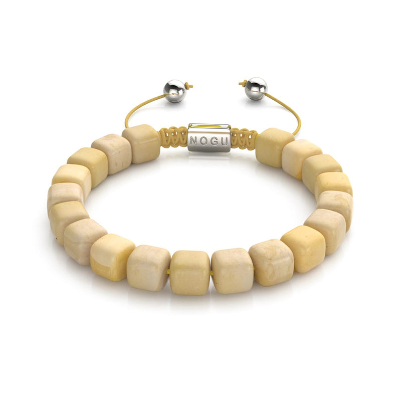 Quartz jaune | Argent | Bracelet macramé caillou pierre gemme