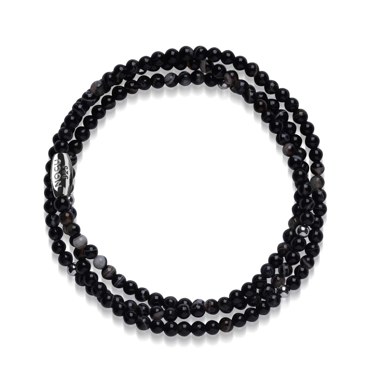 Agate ligne noire | .925 livres sterling | Enveloppement de pierres précieuses