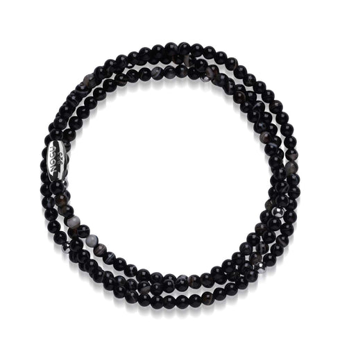 Agate ligne noire | .925 livres sterling | Enveloppement de pierres précieuses