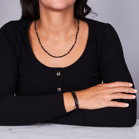 Agate ligne noire | .925 livres sterling | Enveloppement de pierres précieuses