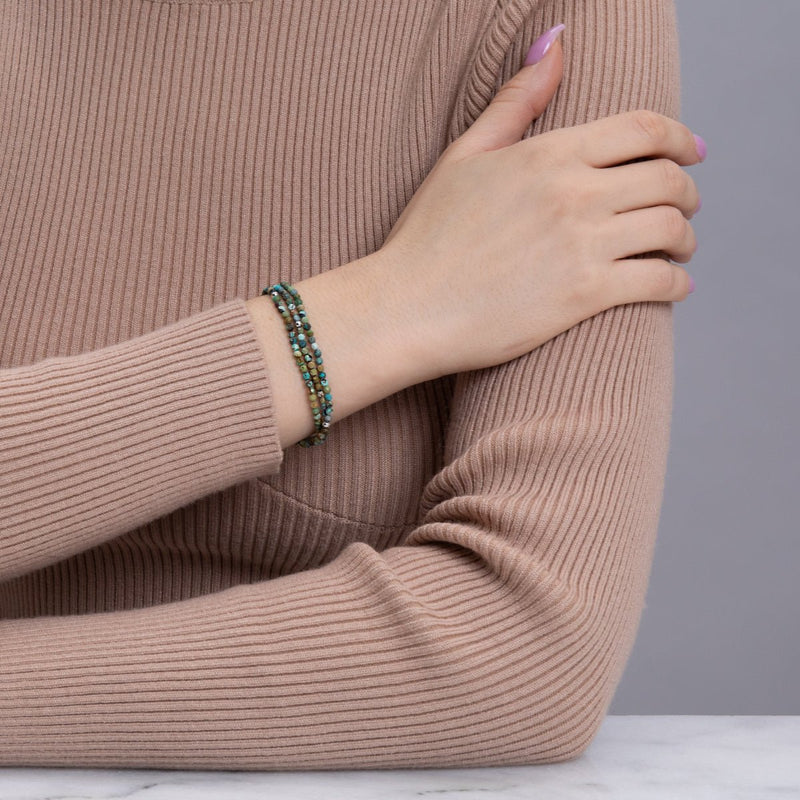 Turquoise mixte | Argent sterling .925 | Enveloppement de pierres précieuses