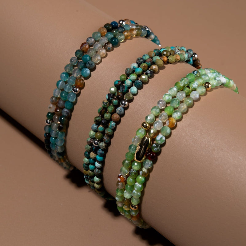 Turquoise mixte | Argent sterling .925 | Enveloppement de pierres précieuses