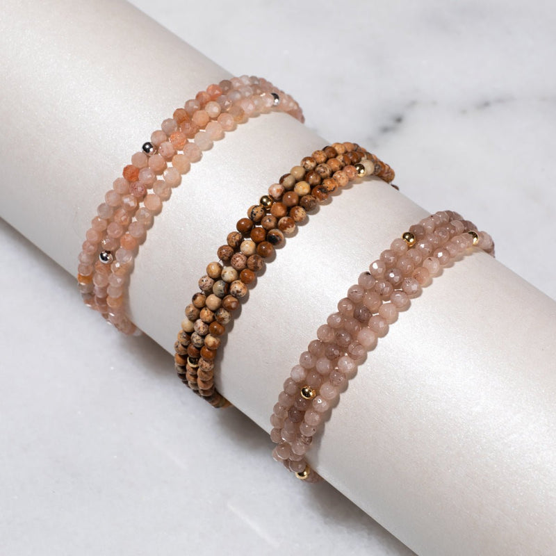 Opale Rose | .925 Sterling Or Rose Vermeil | Enveloppement de pierres précieuses