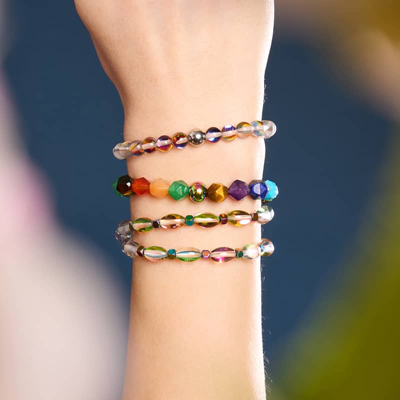 Chakra arc-en-ciel | Bracelet Geom 7 pierres précieuses | Licorne Argent