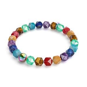 Chakra arc-en-ciel | Bracelet Geom 7 pierres précieuses | Licorne Argent