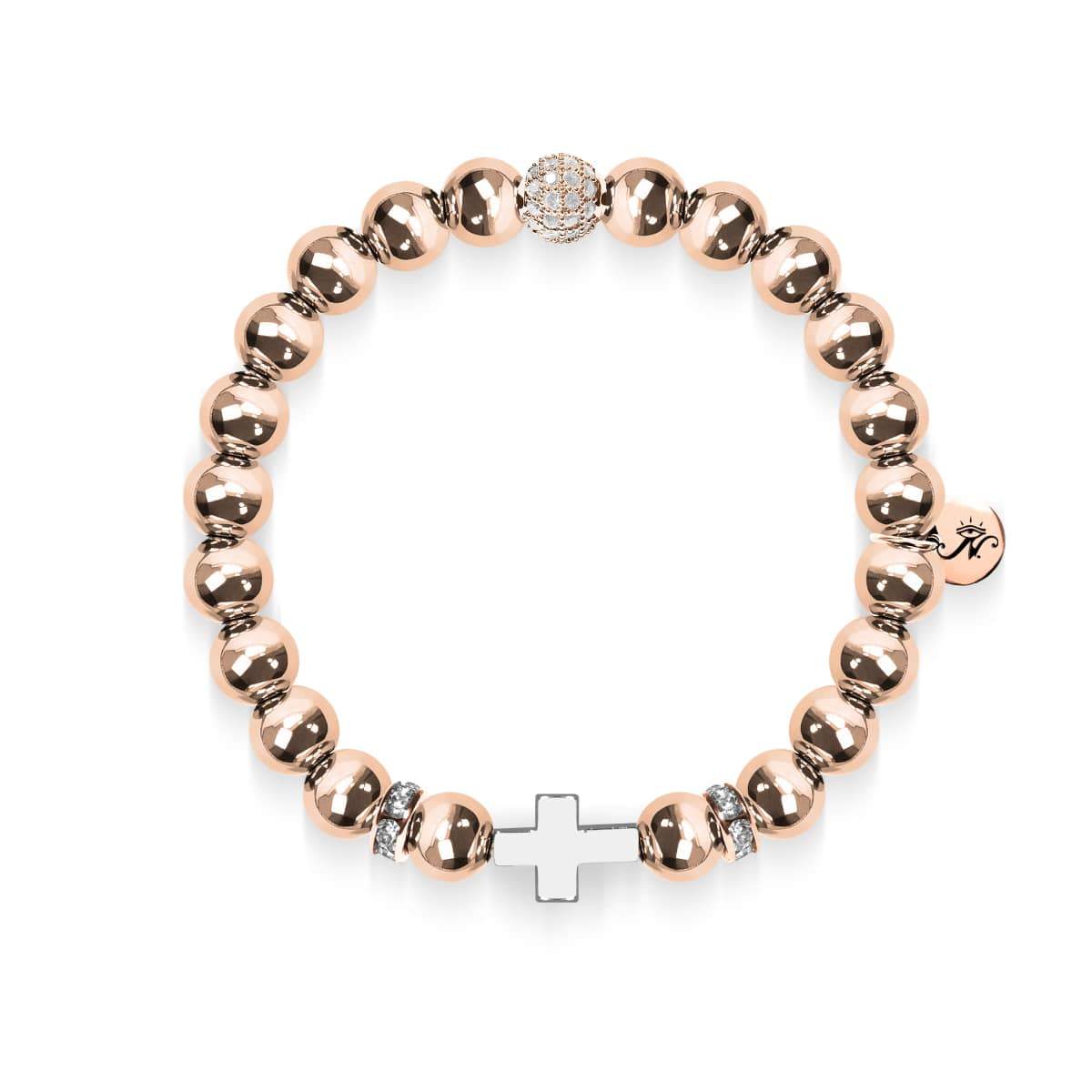 Or rose 18 carats et argent | Bracelet Croix Dorée