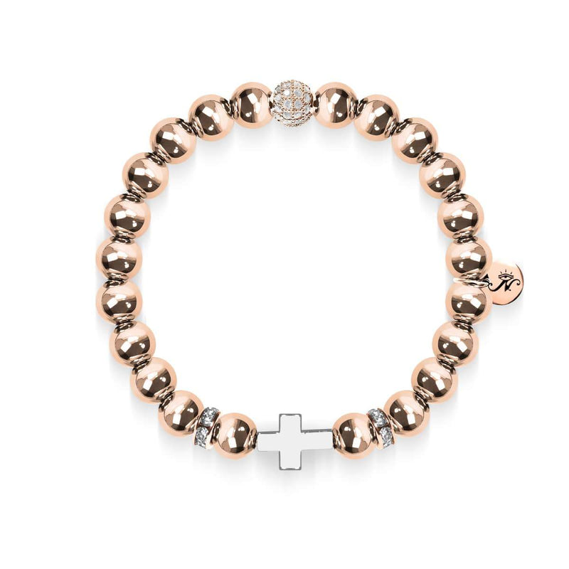 Or rose 18 carats et argent | Bracelet Croix Dorée