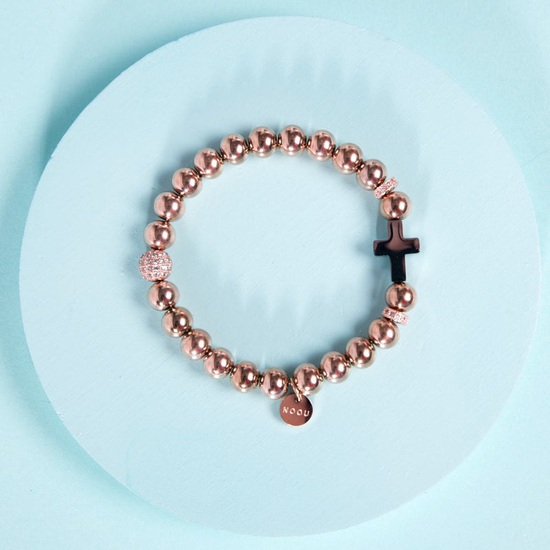 Or rose 18 carats et argent | Bracelet Croix Dorée