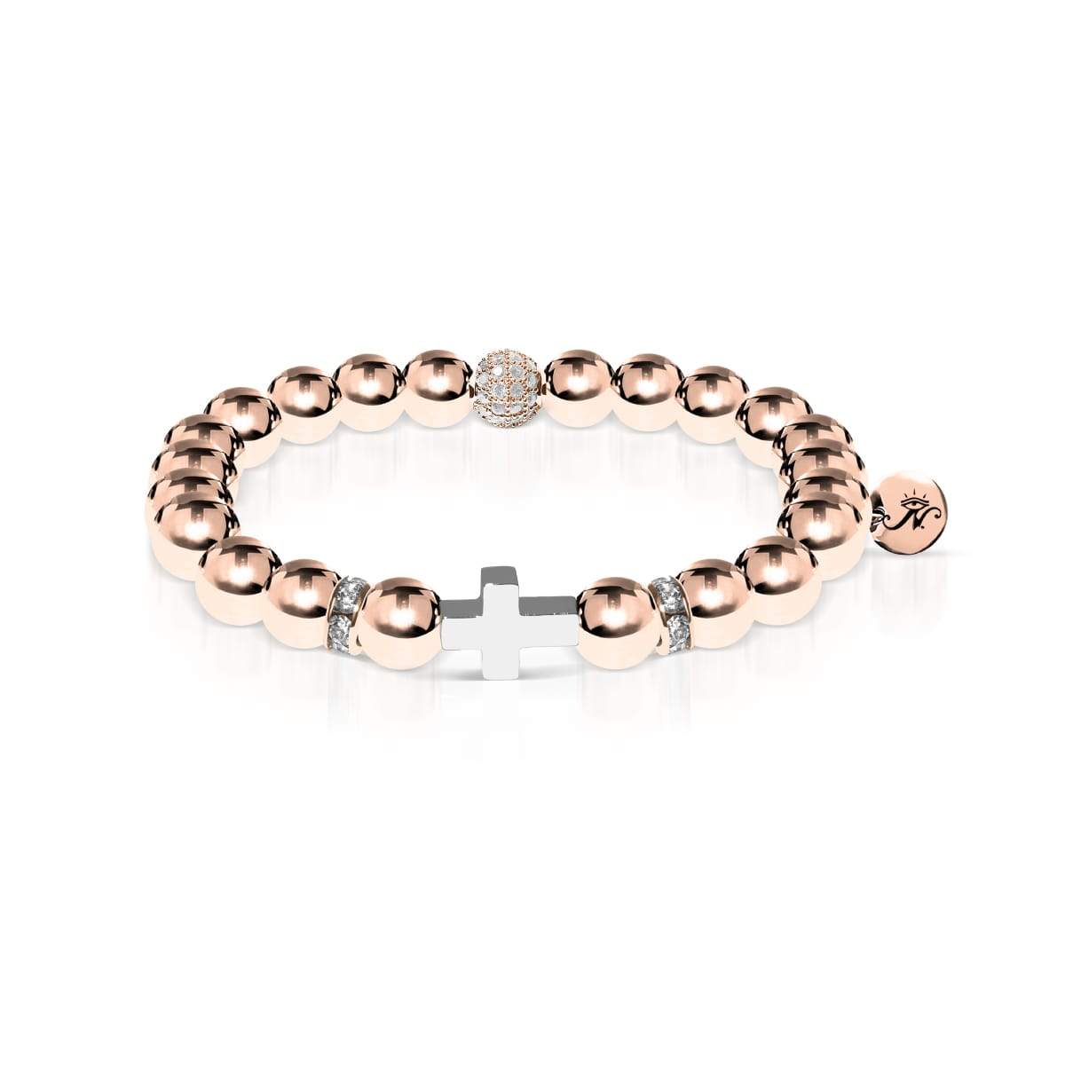 Or rose 18 carats et argent | Bracelet Croix Dorée