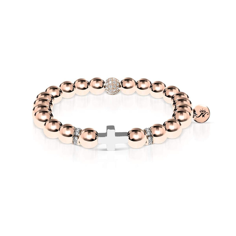 Or rose 18 carats et argent | Bracelet Croix Dorée