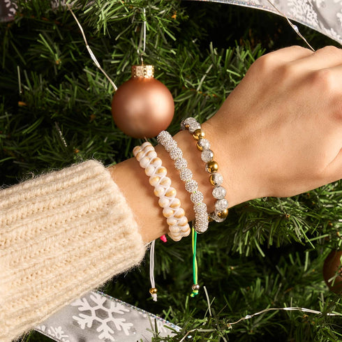 Bracelet Or Chrome x Verre Pailleté Blanc