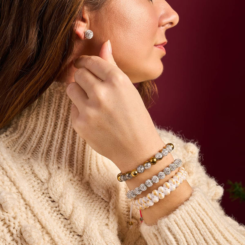 Bracelet Or Chrome x Verre Pailleté Blanc