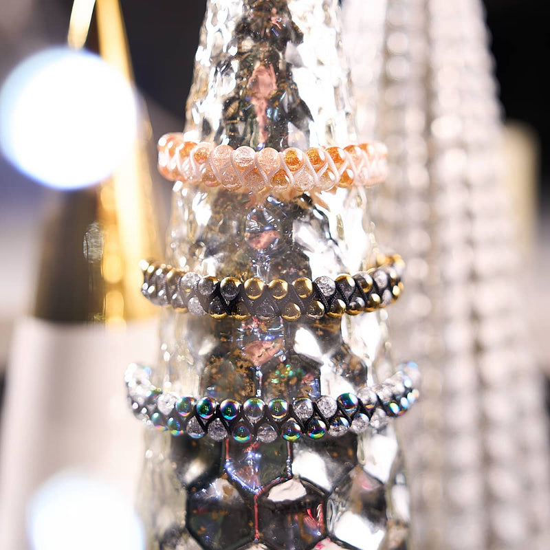 Gold Chrome x White | Glitter Glass Double Bracelet