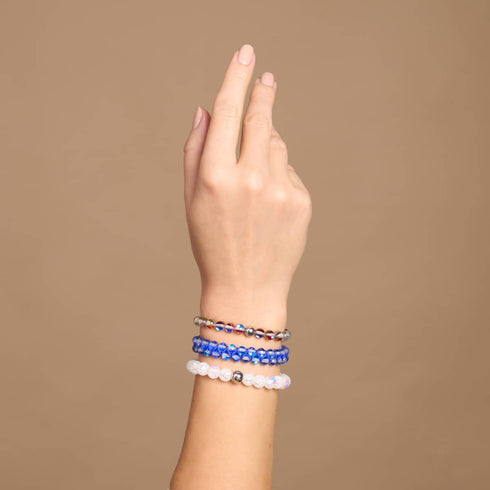 Marshmallow Chrome x White Glitter Glass Bracelet