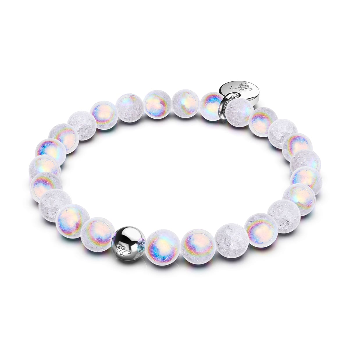 Bracelet Guimauve Chrome x Verre Pailleté Blanc
