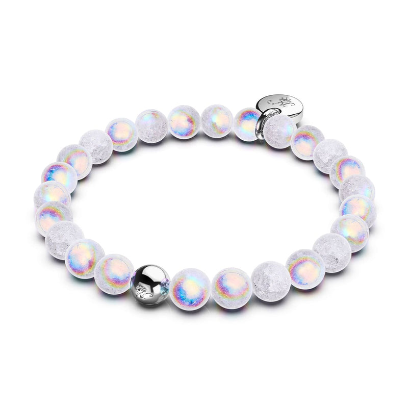 Bracelet Guimauve Chrome x Verre Pailleté Blanc