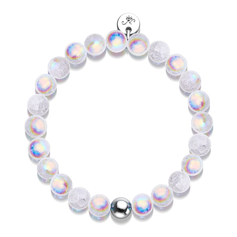 Bracelet Guimauve Chrome x Verre Pailleté Blanc
