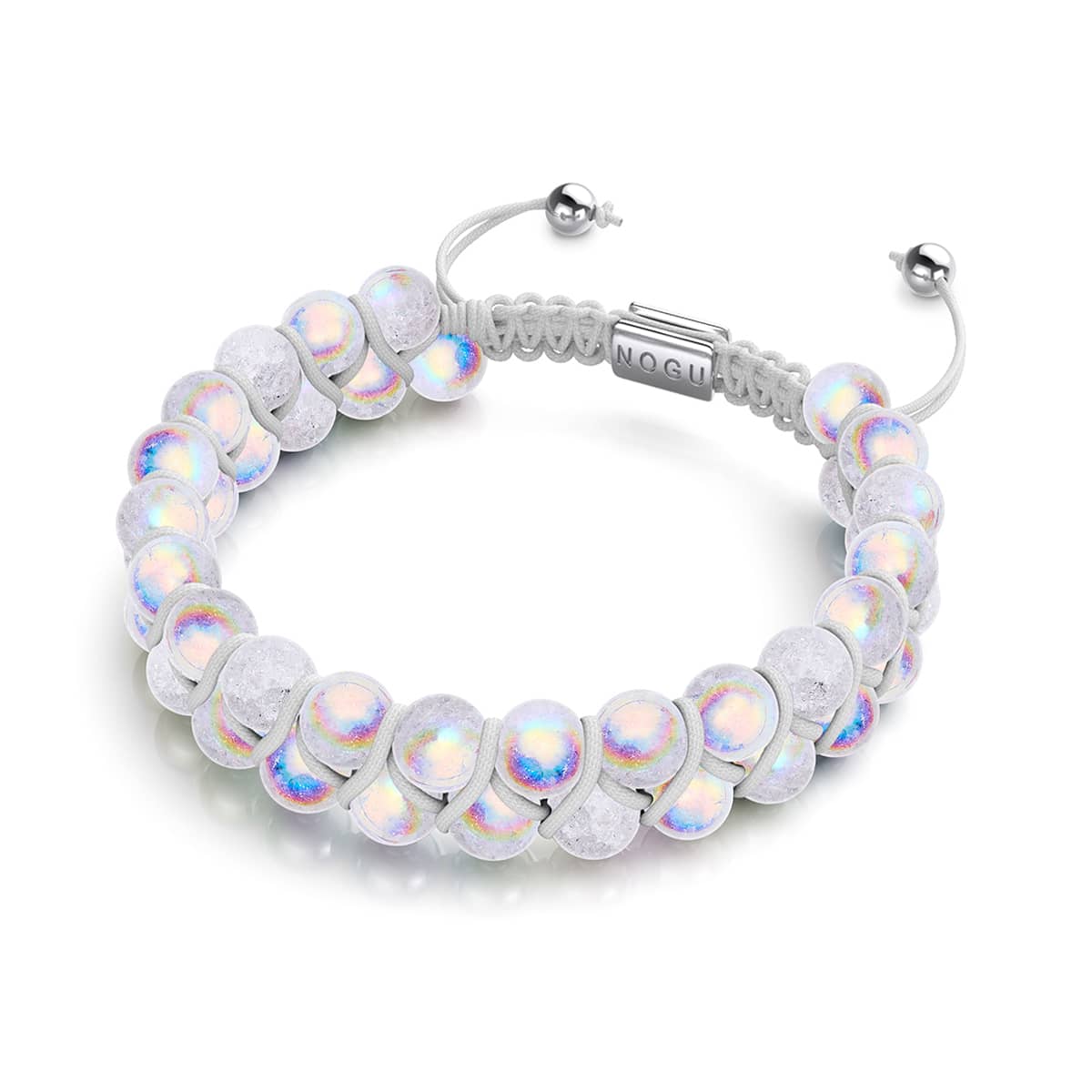 Guimauve Chrome x Blanc | Bracelet Double Verre Pailleté