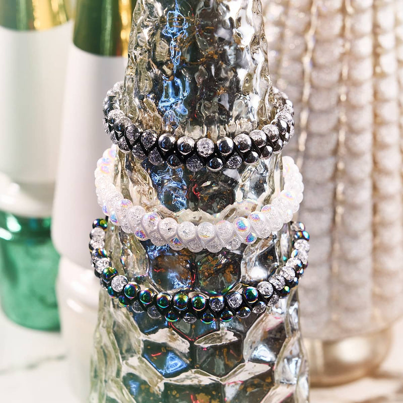 Guimauve Chrome x Blanc | Bracelet Double Verre Pailleté