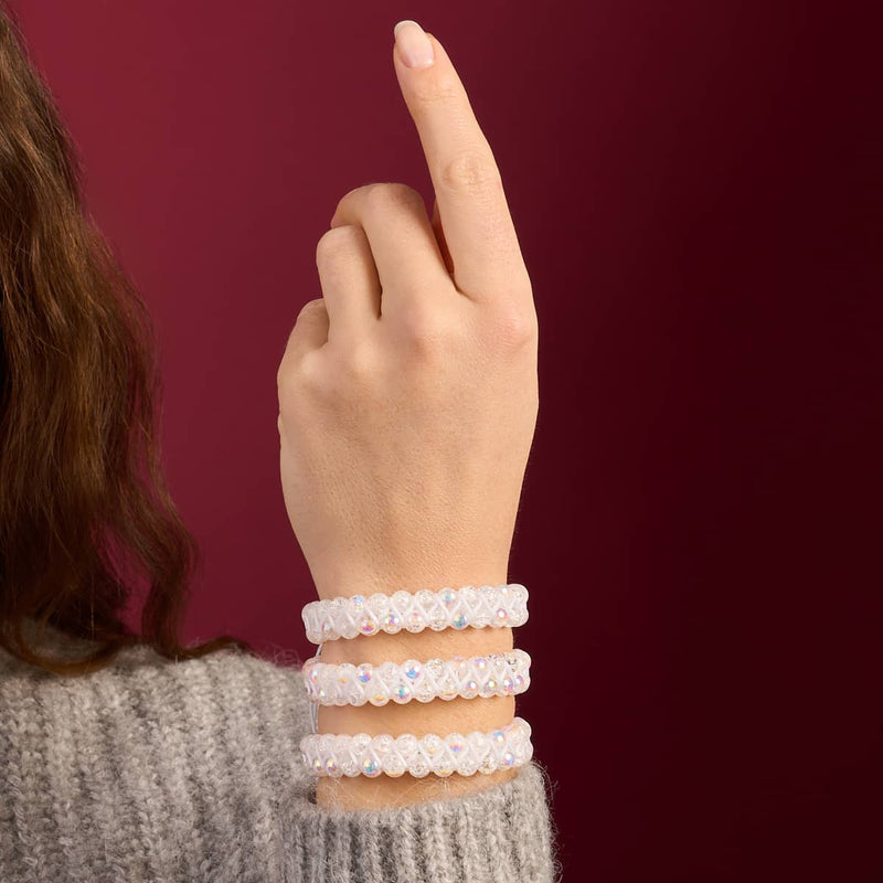 Guimauve Chrome x Blanc | Bracelet Double Verre Pailleté