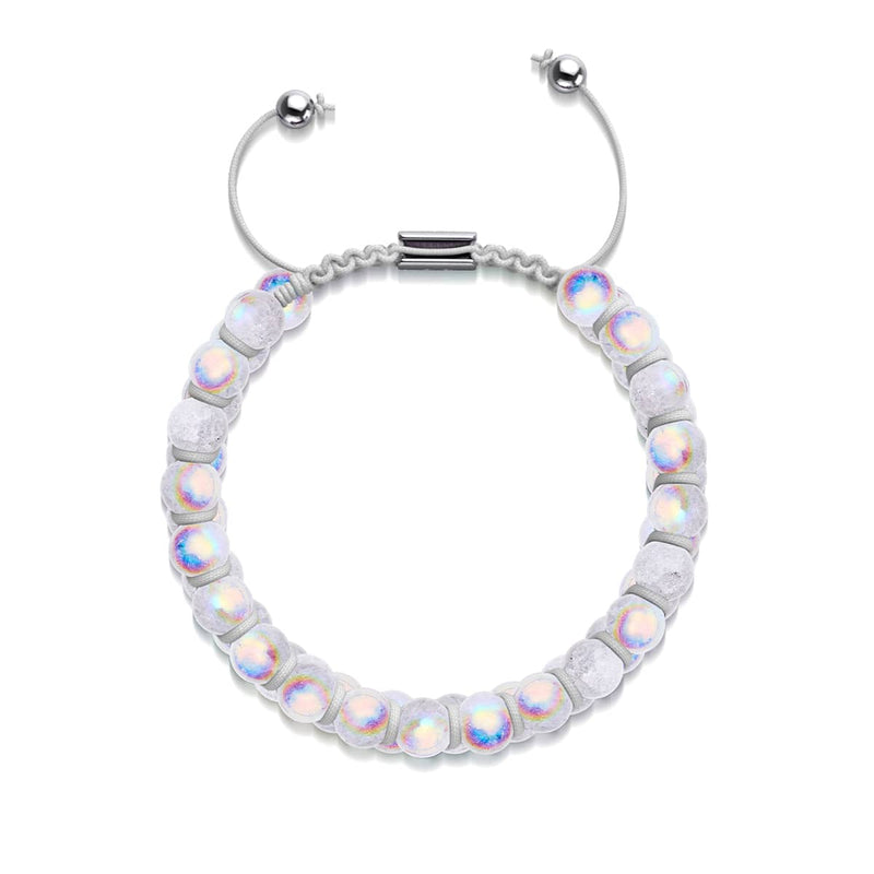 Guimauve Chrome x Blanc | Bracelet Double Verre Pailleté