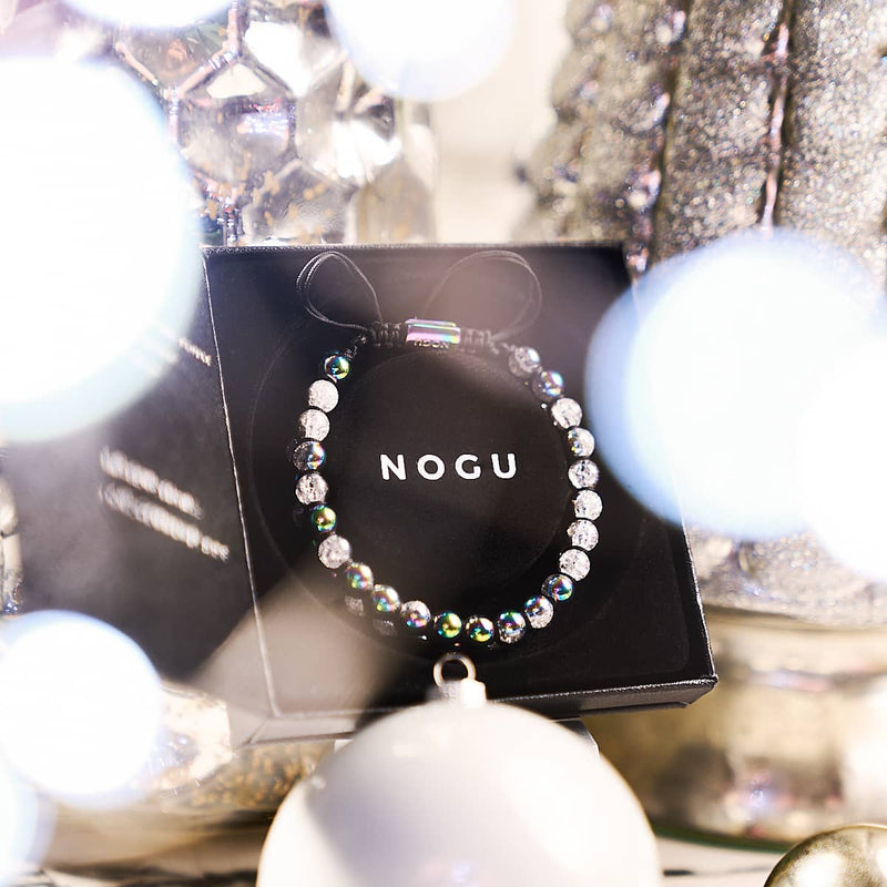 Licorne Mat Chrome x Blanc | Bracelet Double Verre Pailleté