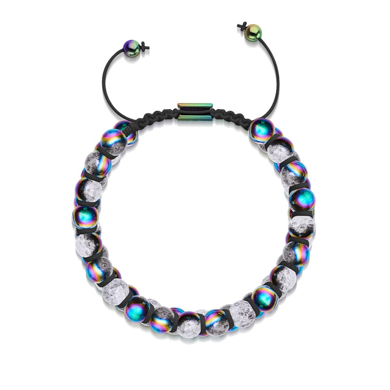 Licorne Mat Chrome x Blanc | Bracelet Double Verre Pailleté