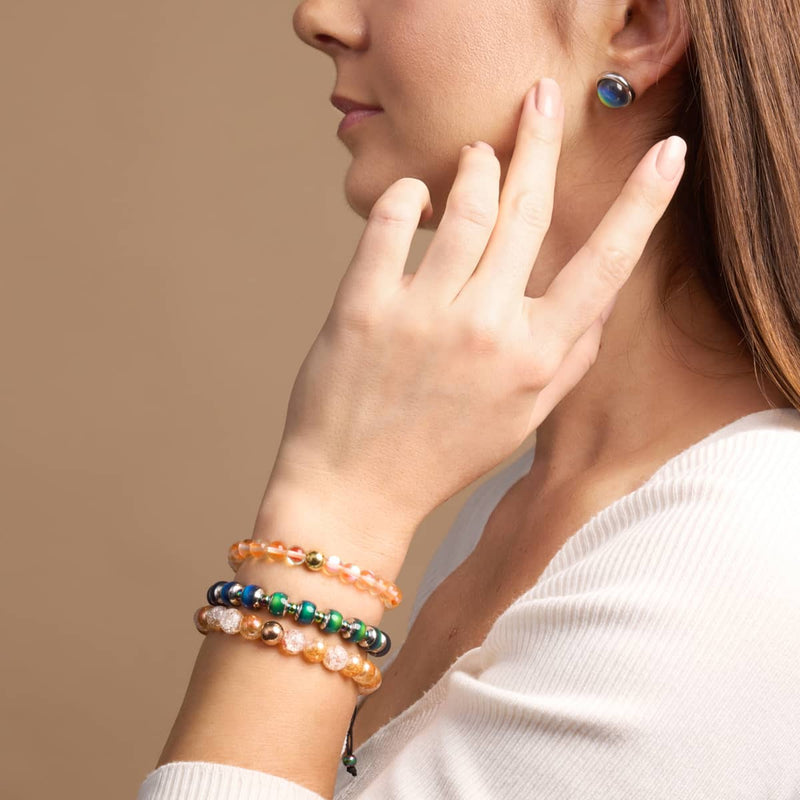 Rose Chrome x Caramel Glitter Glass Bracelet