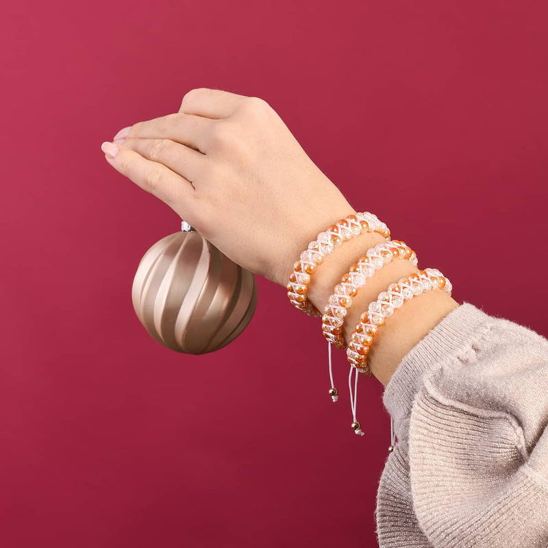 Rose Chrome x Caramel | Bracelet Double Verre Pailleté